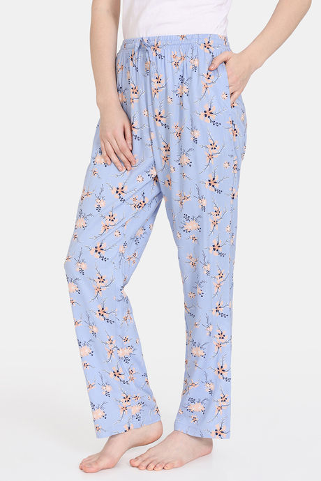 Zivame Pretty Florals Woven Pyjama - Cashmere Blue — image 2